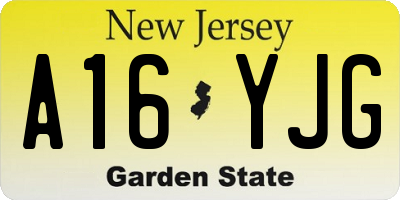 NJ license plate A16YJG