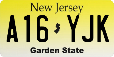 NJ license plate A16YJK