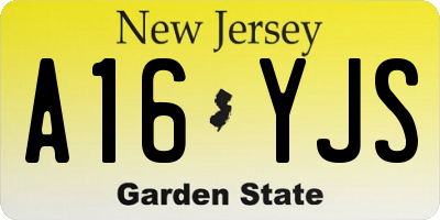 NJ license plate A16YJS