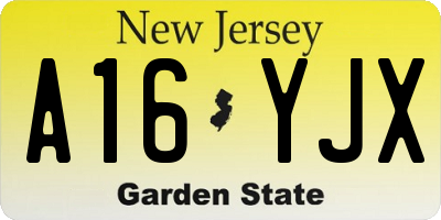 NJ license plate A16YJX