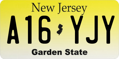 NJ license plate A16YJY