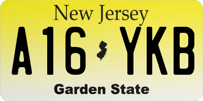 NJ license plate A16YKB