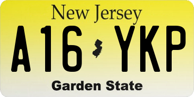 NJ license plate A16YKP
