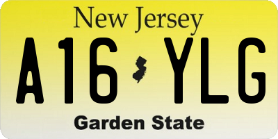NJ license plate A16YLG