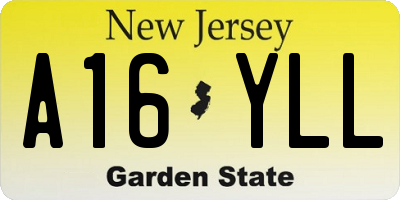 NJ license plate A16YLL