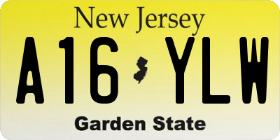 NJ license plate A16YLW