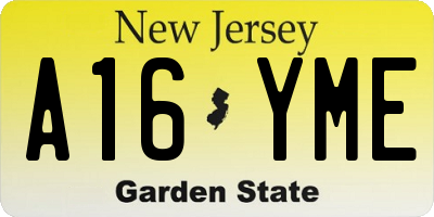 NJ license plate A16YME