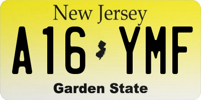 NJ license plate A16YMF