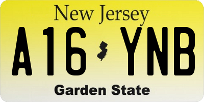 NJ license plate A16YNB