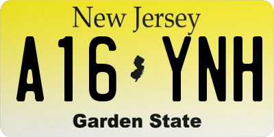 NJ license plate A16YNH