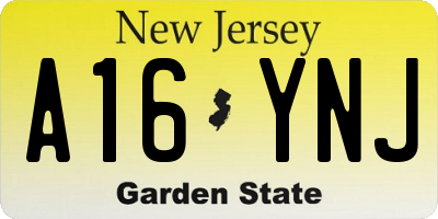 NJ license plate A16YNJ