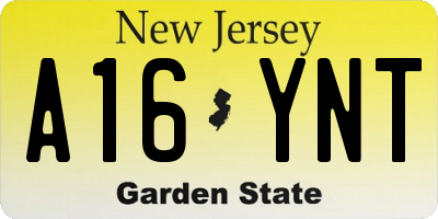 NJ license plate A16YNT