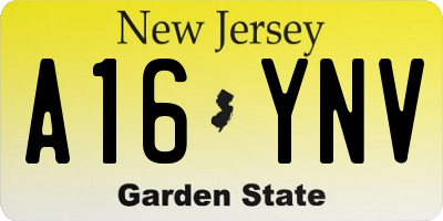NJ license plate A16YNV