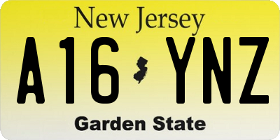 NJ license plate A16YNZ