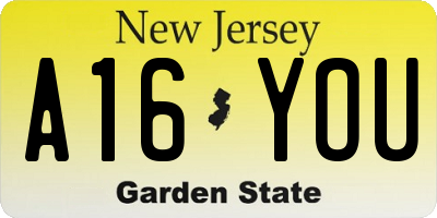 NJ license plate A16YOU