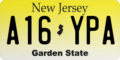 NJ license plate A16YPA