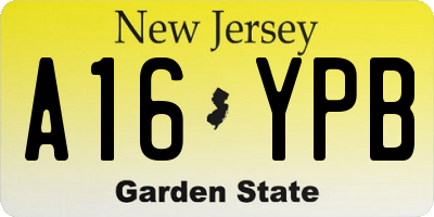 NJ license plate A16YPB