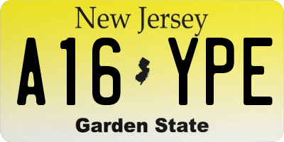 NJ license plate A16YPE