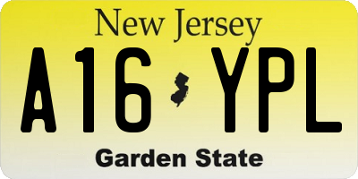 NJ license plate A16YPL