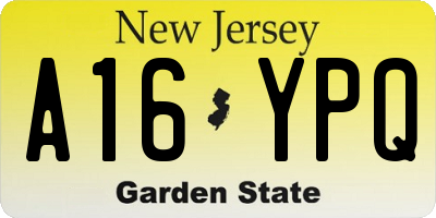 NJ license plate A16YPQ