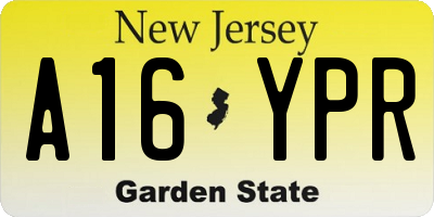 NJ license plate A16YPR