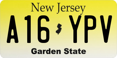 NJ license plate A16YPV