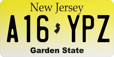 NJ license plate A16YPZ