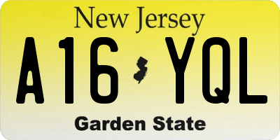 NJ license plate A16YQL