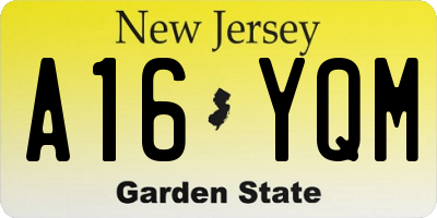 NJ license plate A16YQM