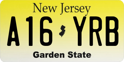 NJ license plate A16YRB