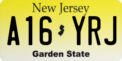 NJ license plate A16YRJ