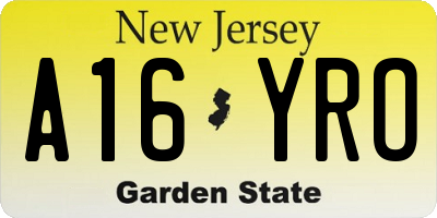 NJ license plate A16YRO
