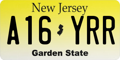NJ license plate A16YRR