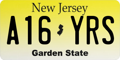 NJ license plate A16YRS