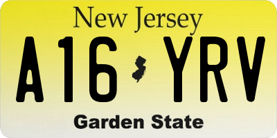 NJ license plate A16YRV