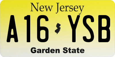 NJ license plate A16YSB