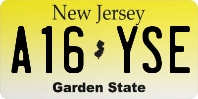 NJ license plate A16YSE