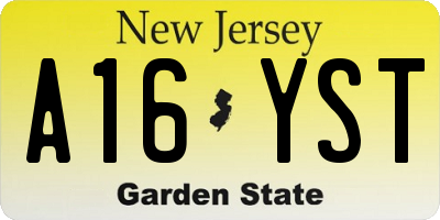 NJ license plate A16YST