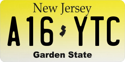 NJ license plate A16YTC