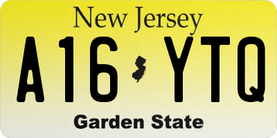 NJ license plate A16YTQ