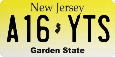 NJ license plate A16YTS