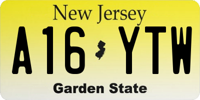 NJ license plate A16YTW