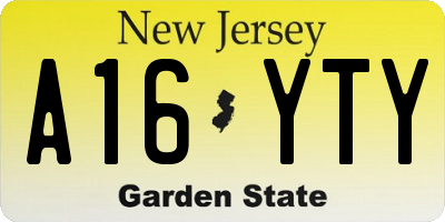 NJ license plate A16YTY