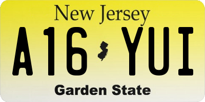NJ license plate A16YUI