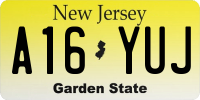 NJ license plate A16YUJ