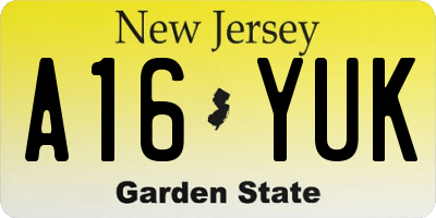 NJ license plate A16YUK