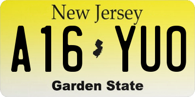 NJ license plate A16YUO