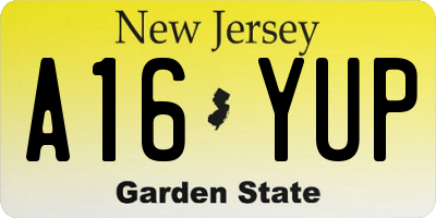 NJ license plate A16YUP