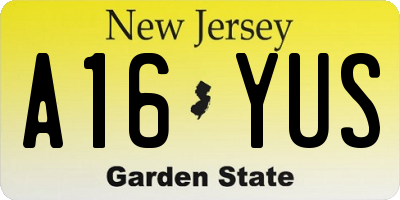 NJ license plate A16YUS