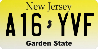 NJ license plate A16YVF